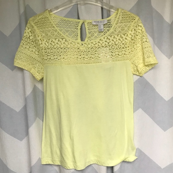 Forever 21 Staple Lemon Yellow Sheer Blouse Work/Play